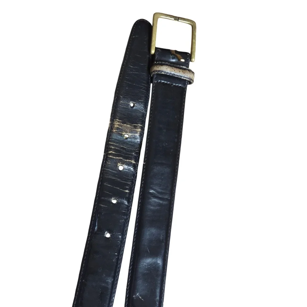 Brighton Mens English Calf Leather Belt 36 Solid Brass Buckle Black 33803